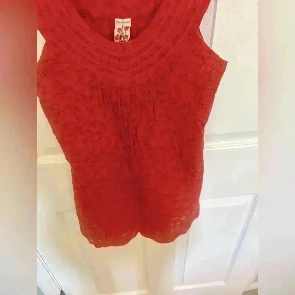 Free People Orange Lace Tank size Small - Picture 3 of 4